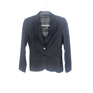 Theory Wool Blend Blazer Women's Size 6 Black Silver subtle Metallic Pinstripes